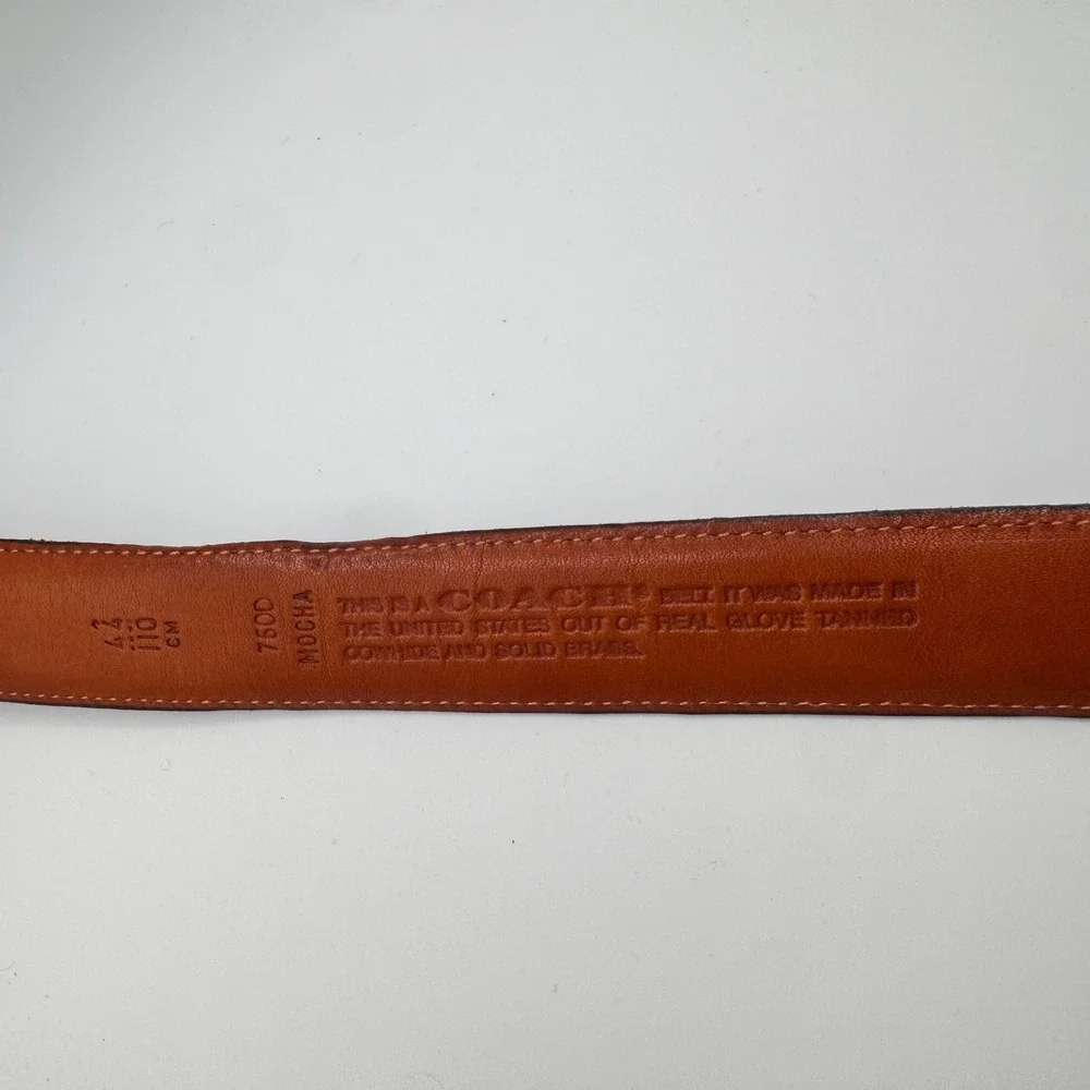 Coach 7500 Mens‎ Leather Belt Mocha Brown Solid Brass Buckle USA Made 44 110cm